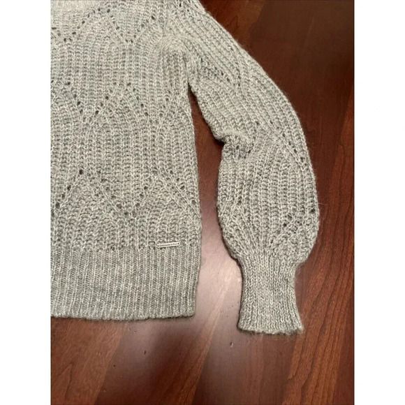 Abercrombie & FitchWomens Sweater S Gray Wool Alpaca Blend Open Knit Chunky - Picture 7 of 10